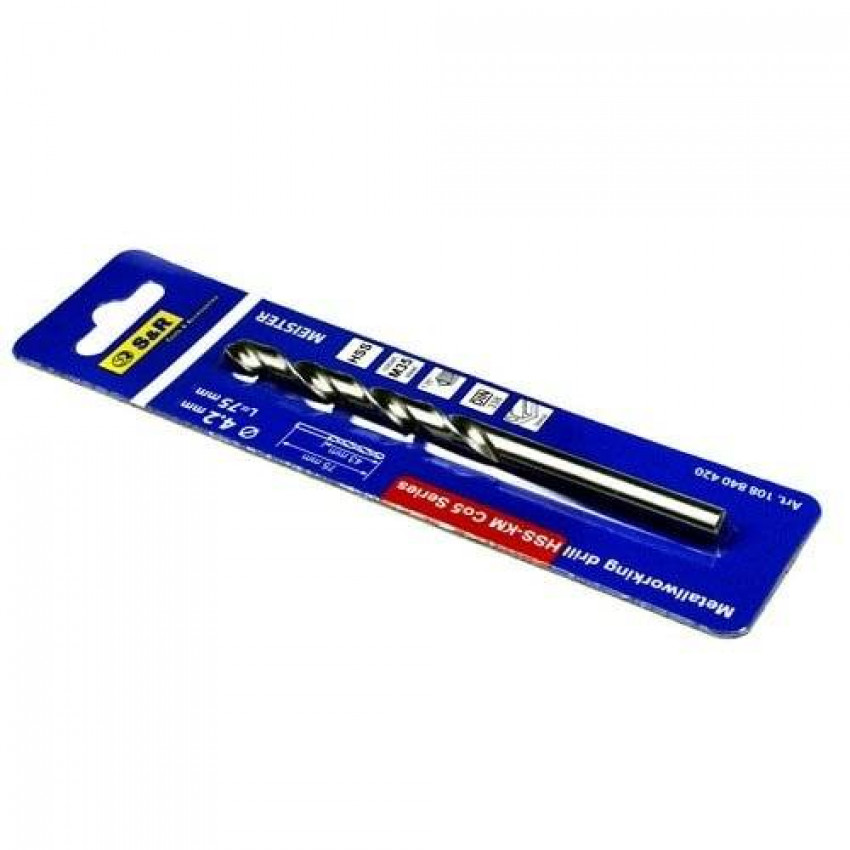 Свердло по металу S & R Meister KM HSS 4.2x43х75 мм-108840420
