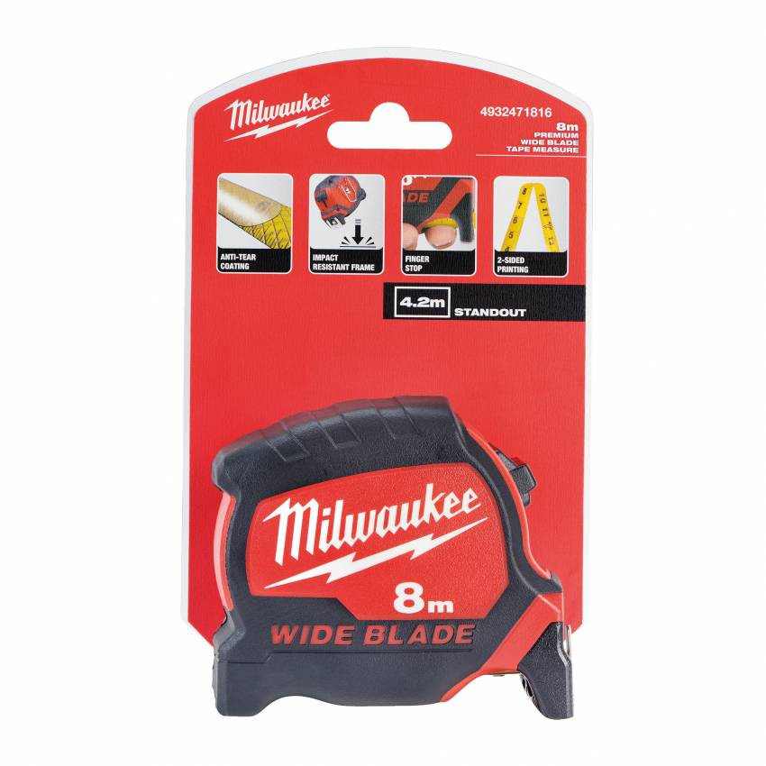 Рулетка метрична MILWAUKEE WIDE BLADE, 8м (33мм)-4932471816