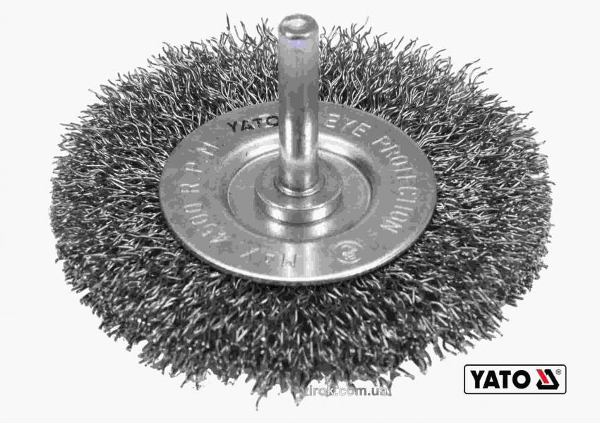 Щітка дискова зачисна з нержавіючої сталі до дрилі YATO Ø75 мм 4500 об/хв зі шпинделем Ø6 мм-YT-47568