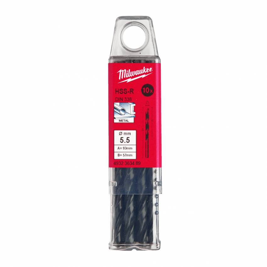 Свердло по металу HSS-R MILWAUKEE DIN338, Ø5,5мм, (10шт)-4932363489