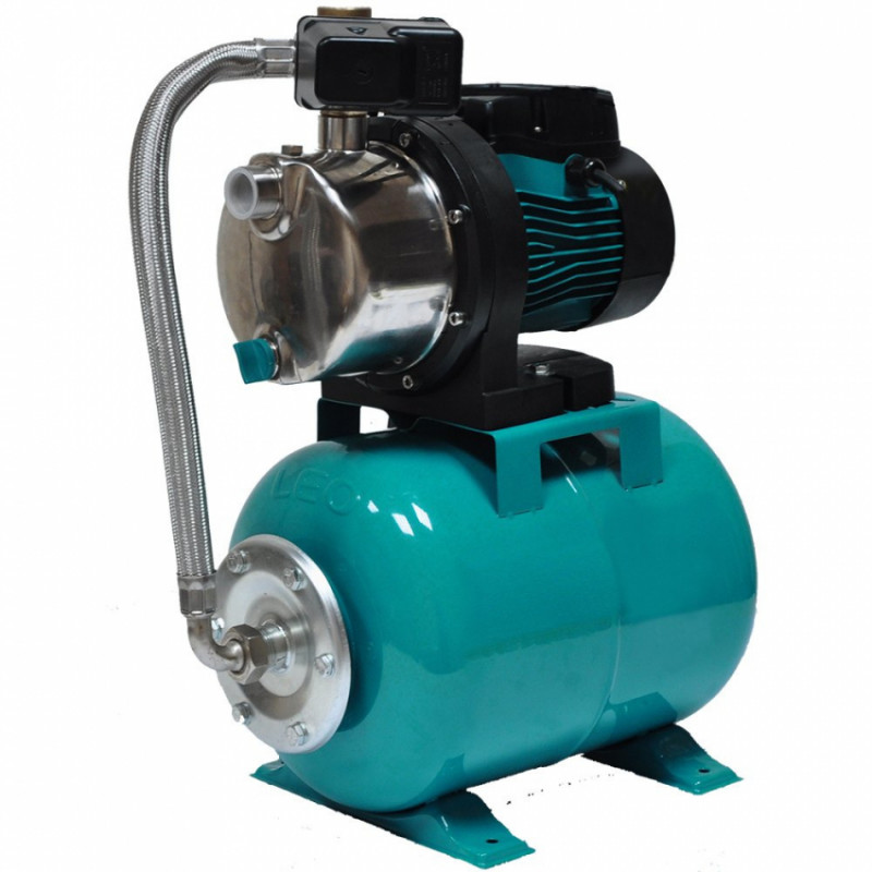Станція 0.6кВт Hmax 35м Qmax 50л/хв (самовсмоктуючий насос нерж) 24л LEO (776251)-TR776251