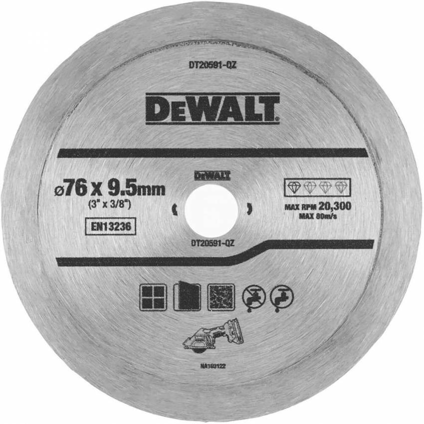 Диск алмазний 76 х 1,0 х 9,5 мм DeWALT DT20591-DT20591