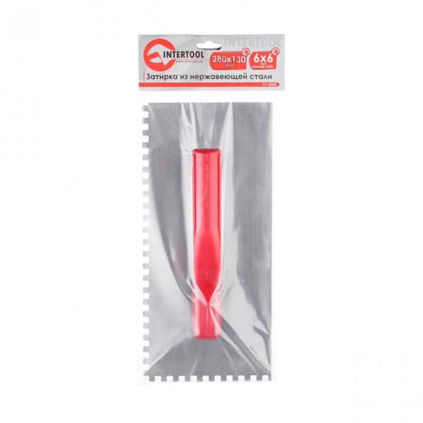 Затирачка сталева оцинкована 280*130 мм, 6*6 мм INTERTOOL KT-0005-KT-0005