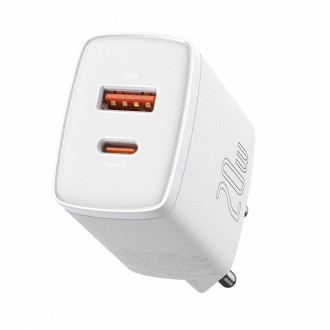 Зарядний пристрій Baseus Compact Quick Charger USB+Type-C 20W Білий (CCXJ-B02)