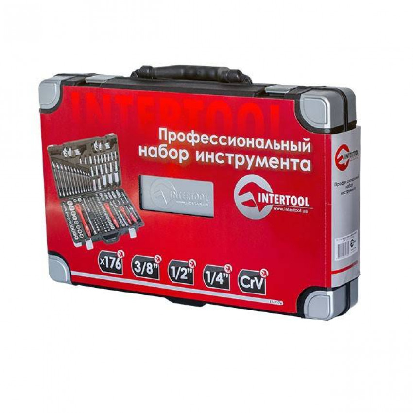 Набір інструментів професійний 1/4 "& 3/8" & 1/2 "176 од, Cr-V INTERTOOL ET-7176-ET-7176