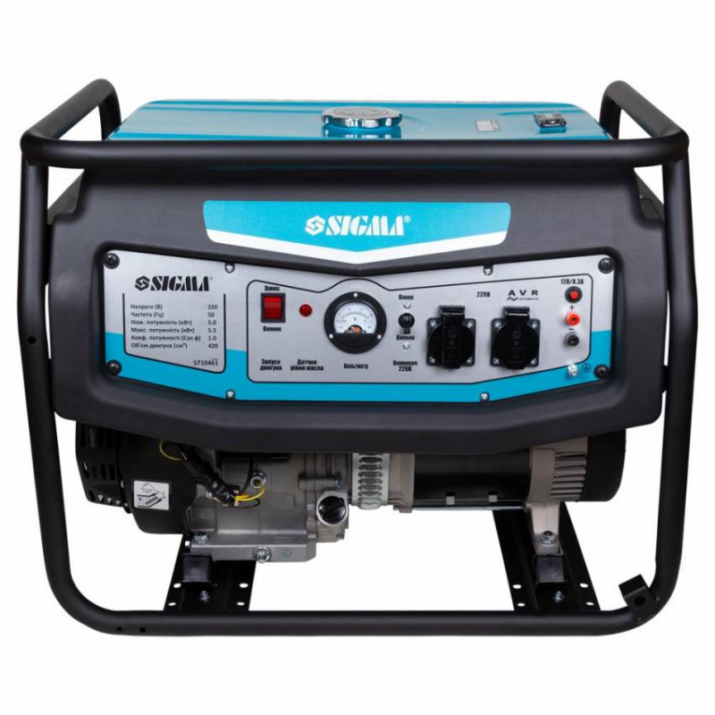 Набір генератор 5.0/5.5кВт 4-х тактний ручний запуск + Компресор двоциліндровий ремінний 2.5кВт 335л/хв 10бар 50л SIGMA (57104612)-57104612