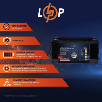 Акумулятор LP LiFePO4 для ДБЖ 24V - 90 Ah (BMS 60A) металл