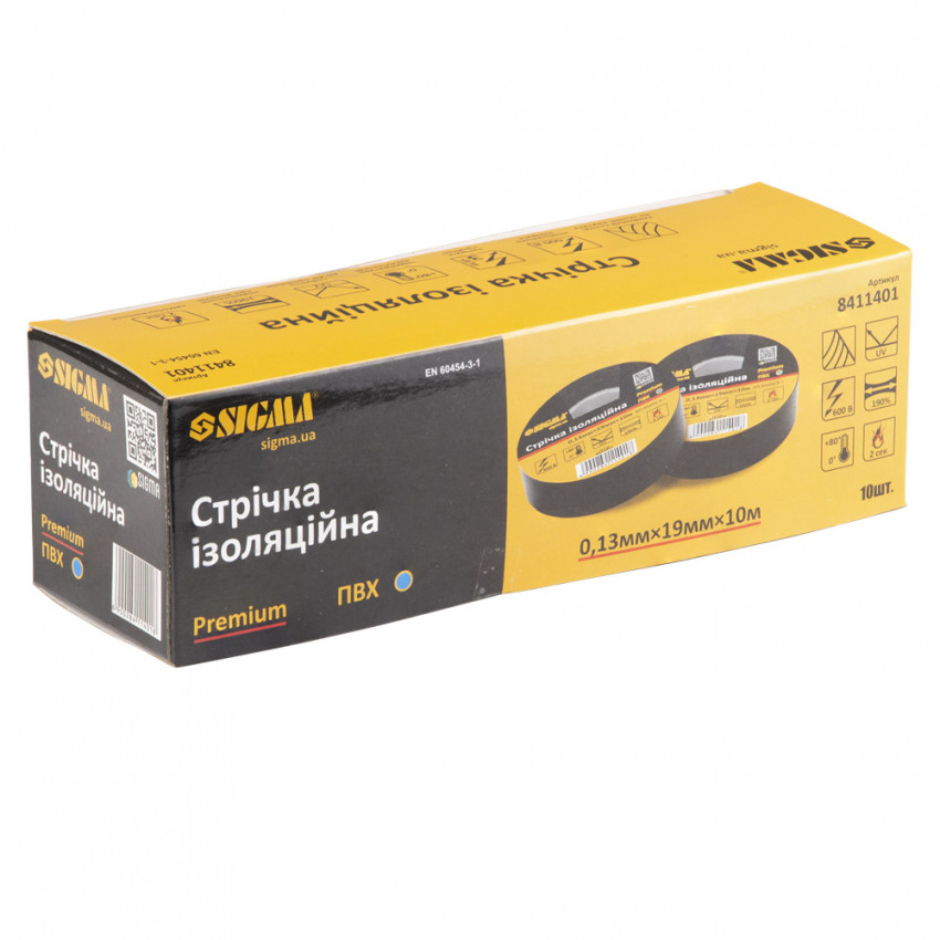 Ізолента ПВХ (синя) 0,13 мм×19 мм×10 м Premium Sigma (8411401)-8411401