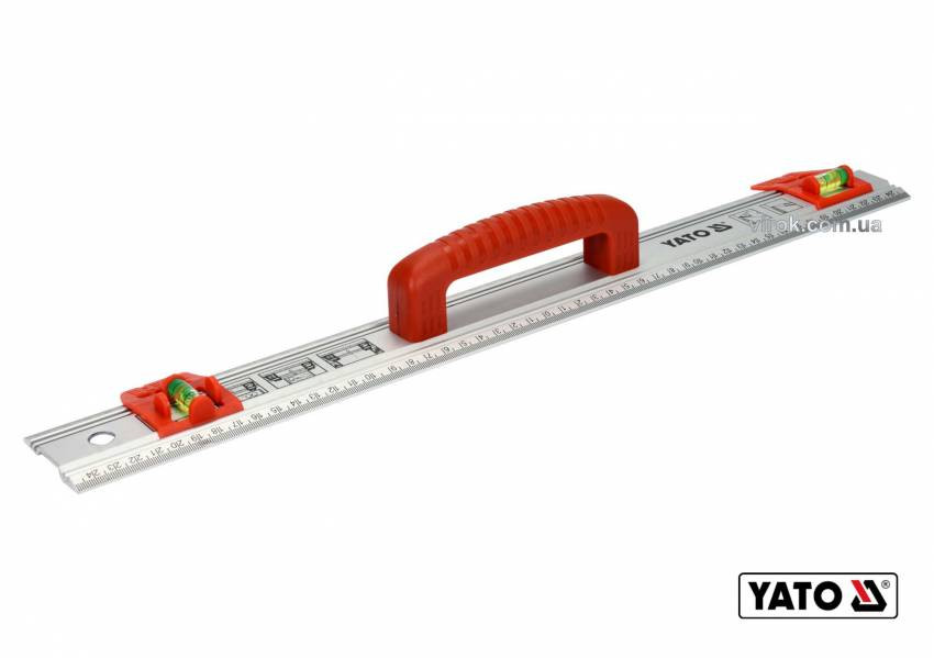 Лінійка алюмінієва з ручкою YATO : 1000 x 59 x 2 мм, 2 капсули-YT-70715
