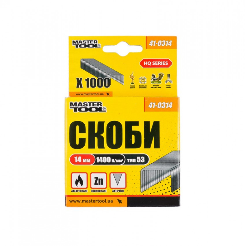 MasterTool Скоби розжарені 14 мм, 1000 шт, ст.: 41-0314-41-0314