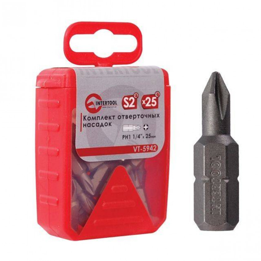 Комплект викруткових насадок PH1 1/4"*25мм уп. 25шт [VT-5942]-VT-5942