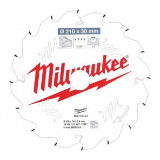 Диск пильний MILWAUKEE, Ø210/30мм, 16 зуб.-[articul]