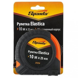 Рулетка Elastica 10 м х 25 мм, прогумований корпус, SPARTA