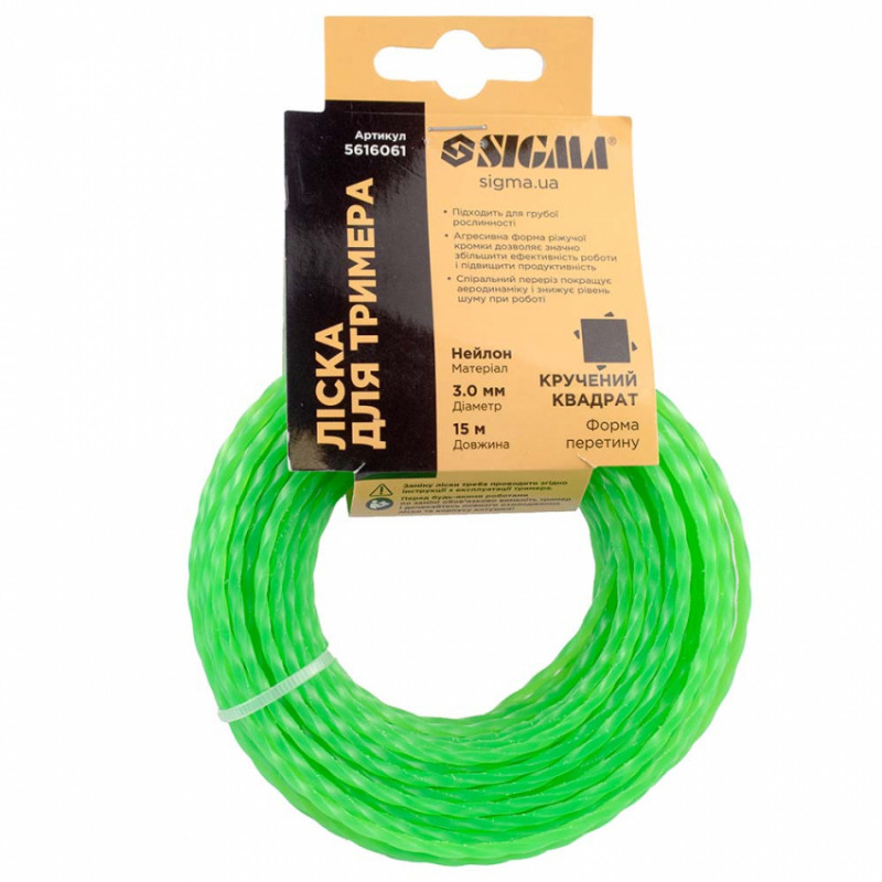 Лісочка для тримера кручений квадрат Ø2.7мм 15м Sigma (5616051)-5616051