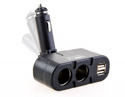 Удл. прикурювача 2 виходи 2USB (1500mA)/передохр/изм.кут (WF-0668)-[articul]
