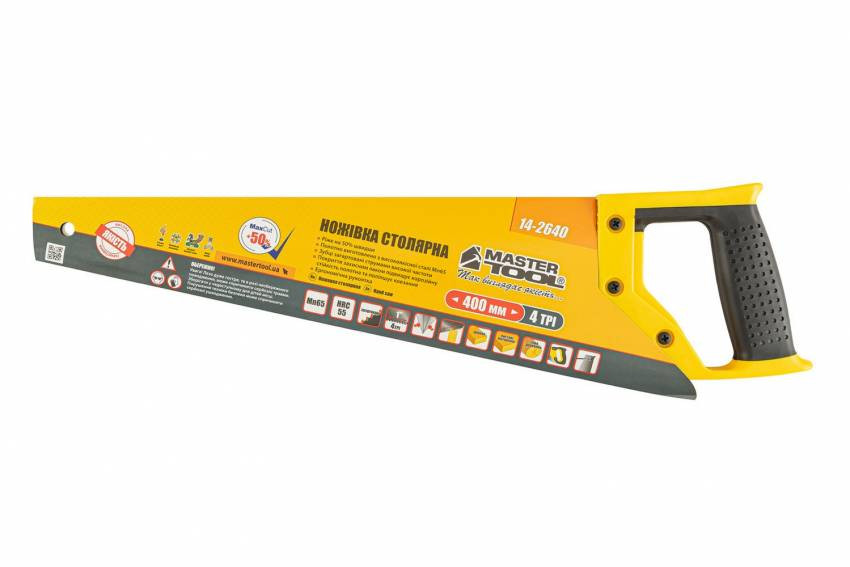 MasterTool Ножівка столярна 400 мм, 4TPI MAX CUT, розжарений зуб, 2-D заточування, полірована, Ст.: 14-2640-14-2640