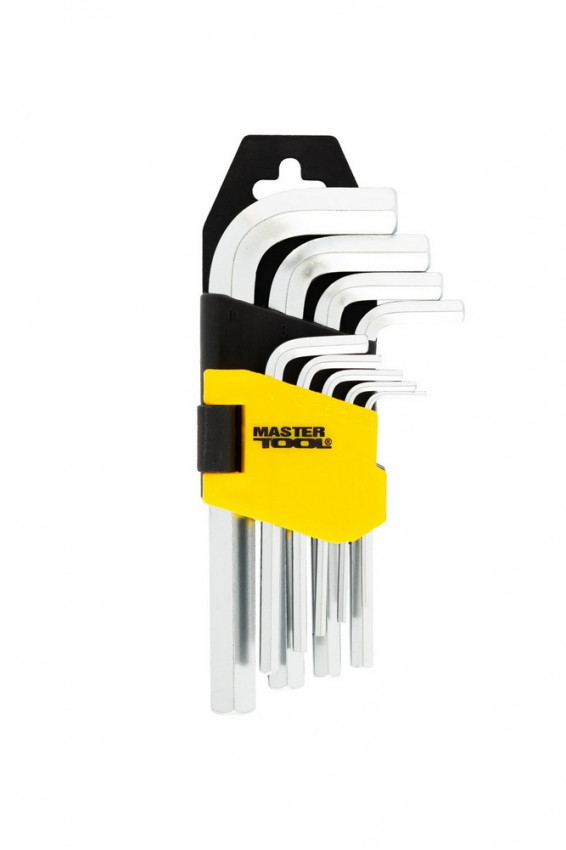 Ключі шестигранні MASTERTOOL набір 9 шт CrV короткі (1.5-10 мм 45-112 мм) 75-0955-75-0955