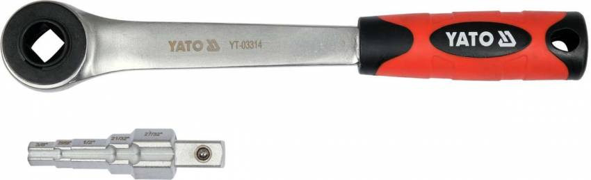Ключ ступеневий з тріщаткою YATO : квадрат 1/2" для головок 3/8", 29/68", 1/2", 21/32", 27/32"-YT-03314