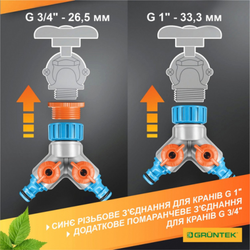 Розподільник води 2-канальний GRUNTEK з регулюванням потоків-296220235