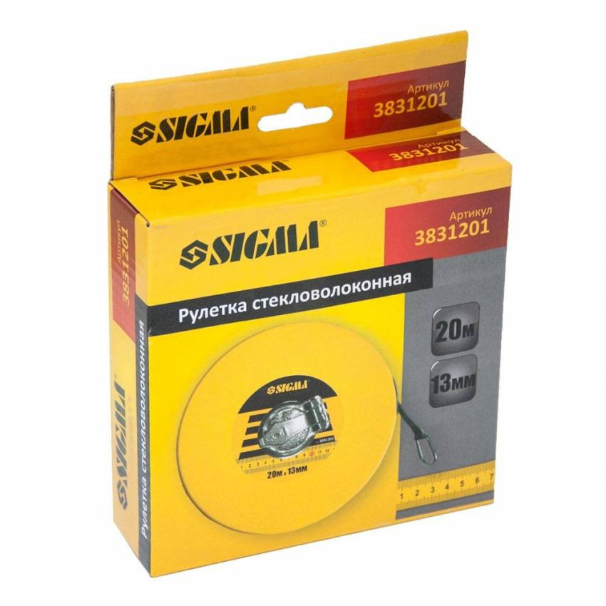 Рулетка скловолокно 20м*13мм Sigma (3831201)-3831201