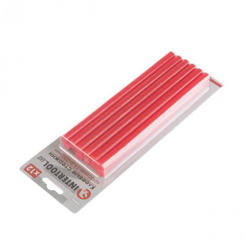 Комплект клейових стрижнів червоних, 11,2×200 мм, 12 шт. INTERTOOL RT-1042-RT-1042