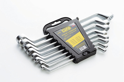 Набір ключів накидних двосторонніх CrV 6x7, 8x9, 10x11, 12x13, 14x15, 16x17, 18х19, 20х22мм (8шт) СИЛА-201335