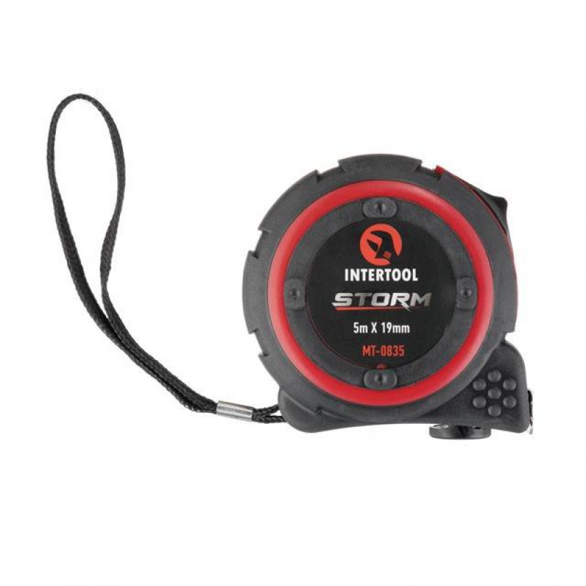 Рулетка з металевим полотном 5м * 19мм, нейлонове покриття полотна STORM INTERTOOL MT-0835-MT-0835