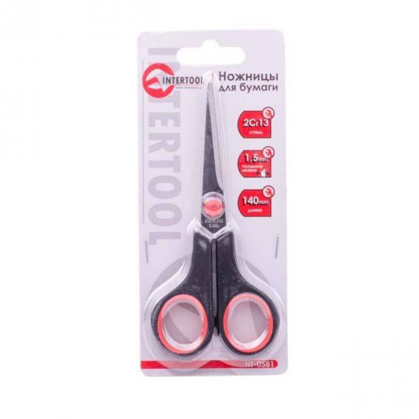 Ножиці для паперу 140мм INTERTOOL HT-0581-HT-0581