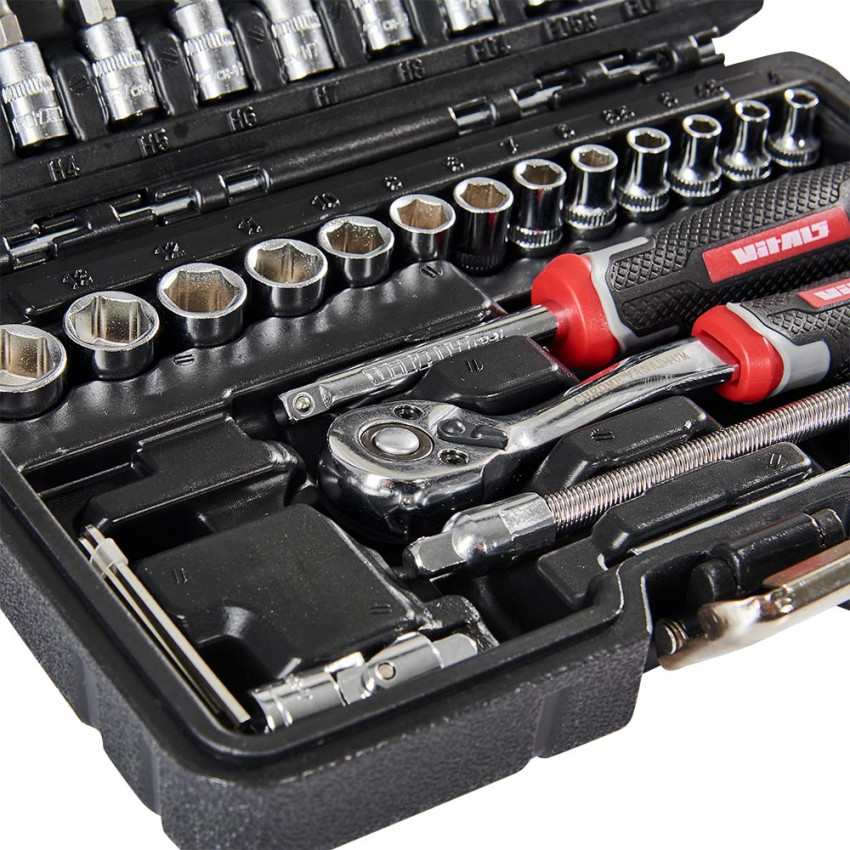 Набір головок торцевих з тріскачкою 1/4″ 46 предметів Vitals Master-186167