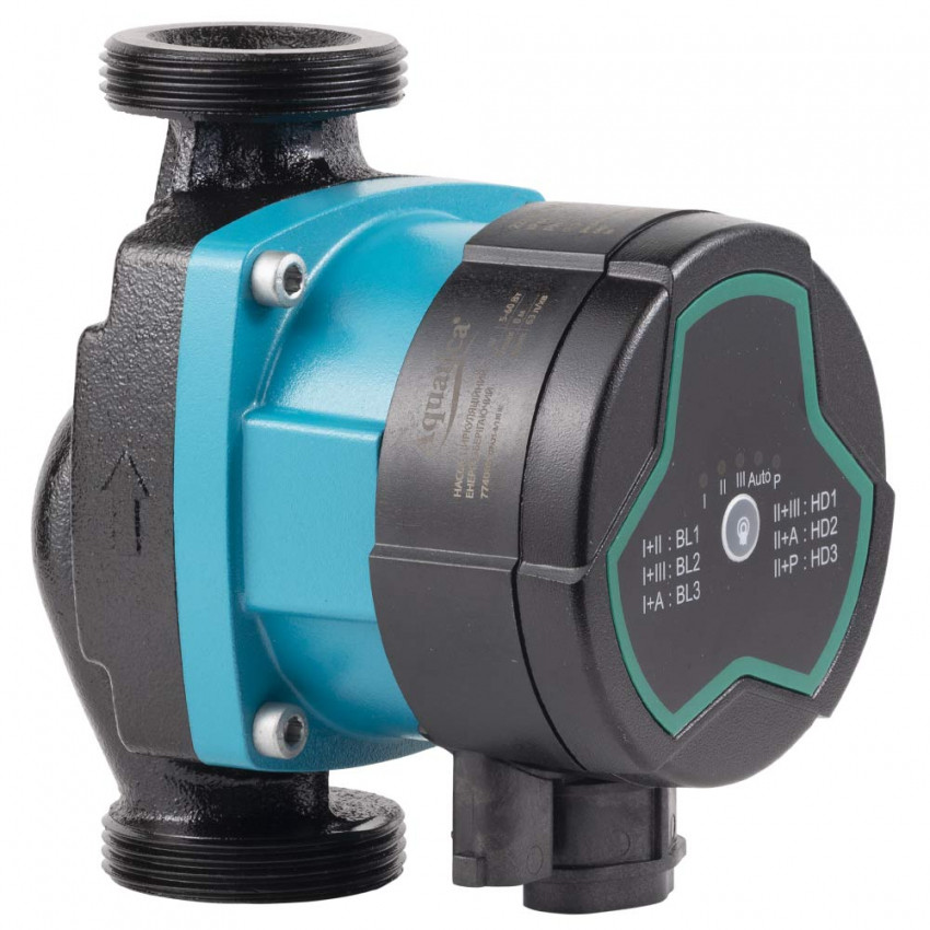 Насос циркуляційний енергозберігаючий 5-60Вт Hmax 8м Qmax 63л/хв Ø1½" 130мм + гайки Ø1" AQUATICA GPA25-8/130 III (774062)-774062