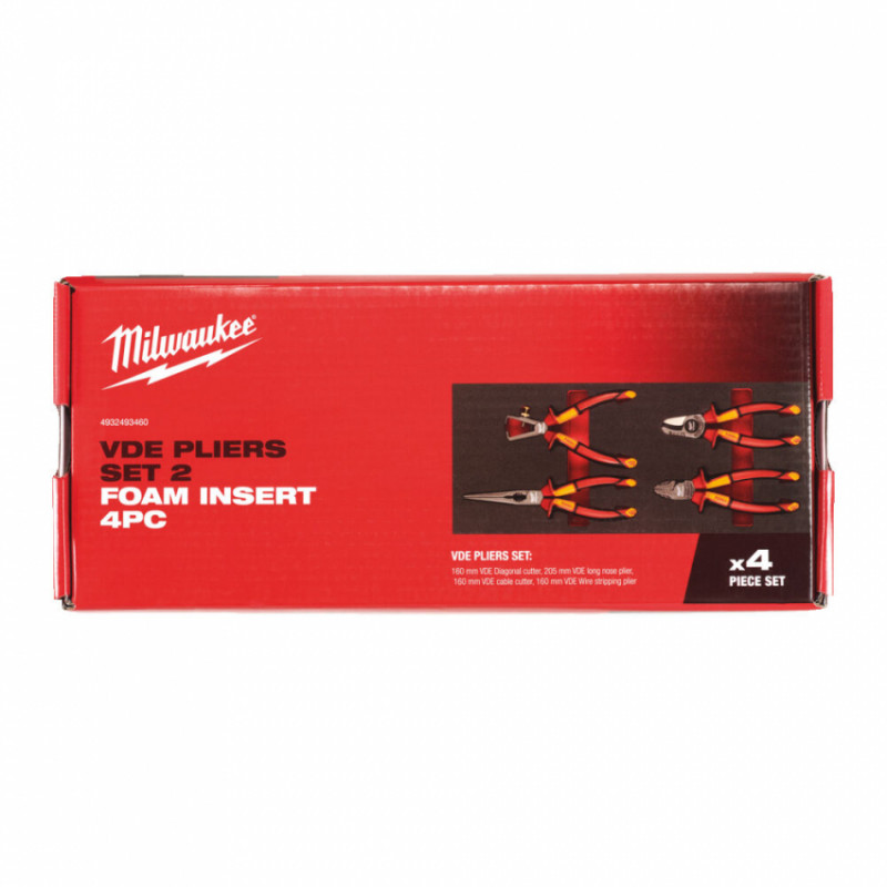 Ложемент з набором інструмента шарнирно-губцевого VDE MILWAUKEE, (4шт) для шаф металевих-4932493460