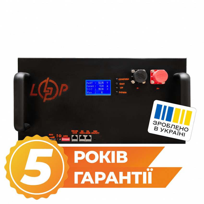Акумулятор LP LiFePO4 25,6V - 280 Ah (7168Wh) (BMS 200A/100А) LCD метал Smart RM RS485/CAN-