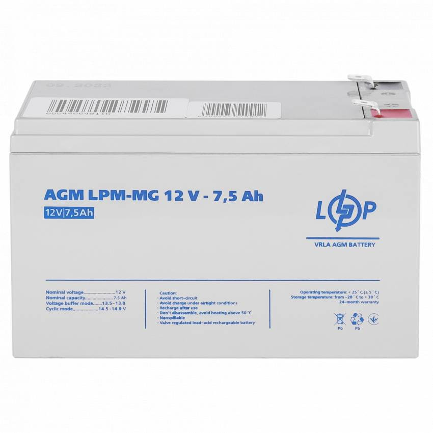 Акумулятор мультигелевий LPM-MG 12V - 7.5 Ah-