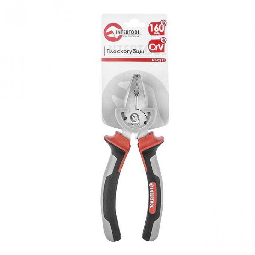 Плоскогубці CrV 160 мм із ізольованими рукоятками INTERTOOL NT-0211-NT-0211