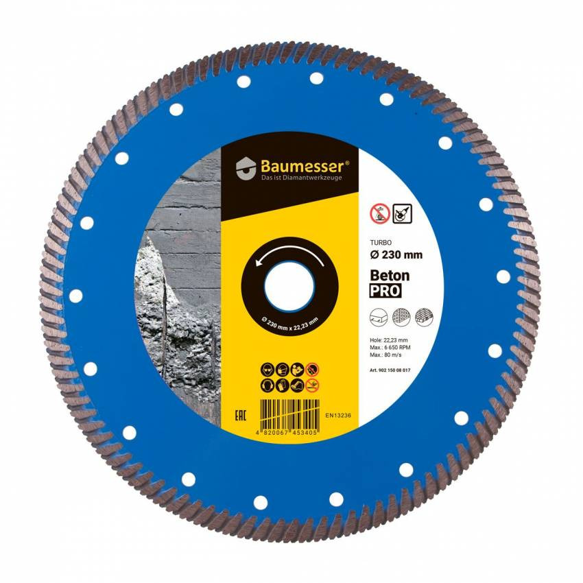 Круг алмазний вiдрiзний Turbo 230x2,6x9x22,23  Baumesser Beton PRO-90215008017