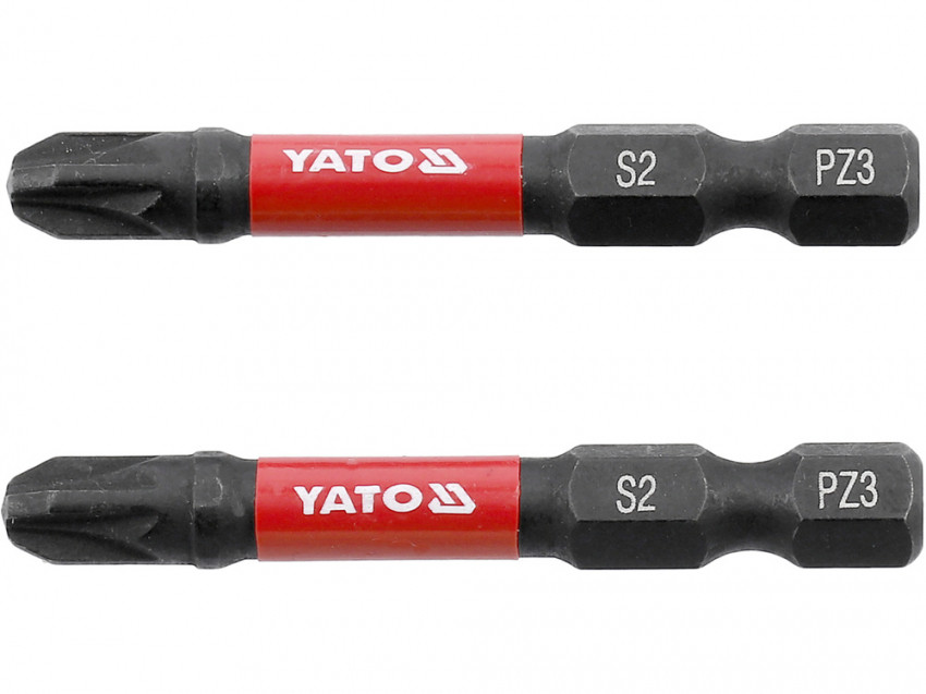 Насадка викруткова ударна YATO; PZ3 х 50 мм. шпиндель 6-гран- 1/4", 2 шт.[10]-YT-78045