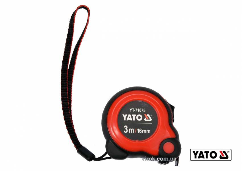 Рулетка YATO 3 м x 16 мм зі сталевою стрічкою і нейлоновим покриттям і подвійним блокуванням-YT-71075