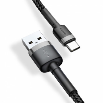 Кабель Baseus Cafule USB 2.0 to Type-C 3A 1M Чорний/Сірий (CATKLF-BG1)