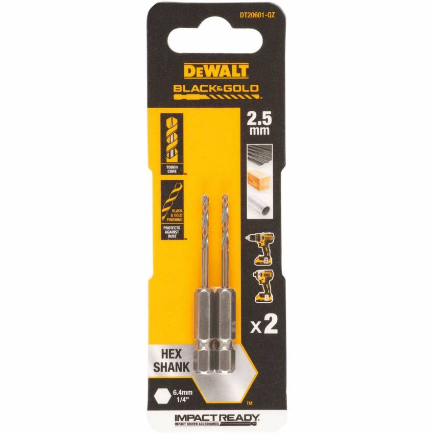 Сверло по металлу EXTREME IMPACT Black & Gold DeWALT DT20601-DT20601