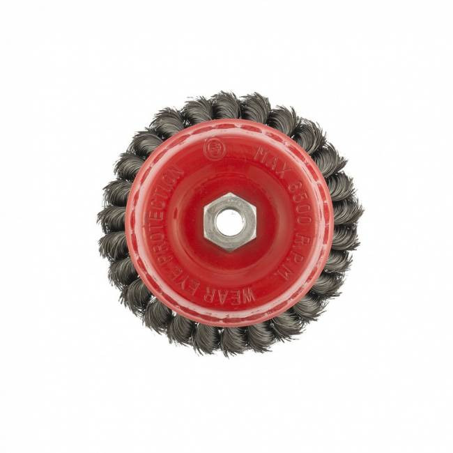 Щітка дворядна "тарілка" для КШМ 125 мм, М14, кручений дріт 0.35 мм, MTX-746789