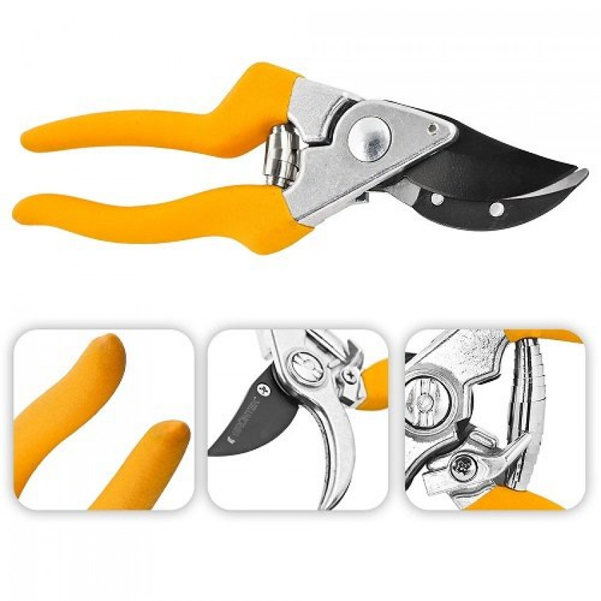 Секатор GRUNTEK Gerfalke жовтий 210 мм з наковаленкою-295108226