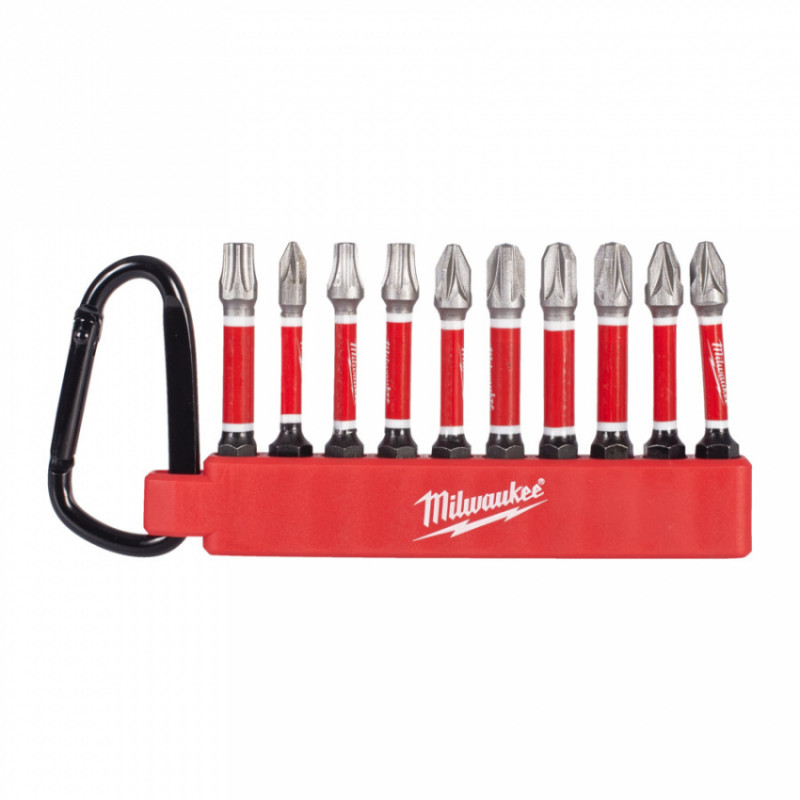 Набір бит ShW MILWAUKEE, 50мм в тримаче з карабином, (PZ1/3xPZ2/3xPZ3/TX20 )(10шт)-4932500397