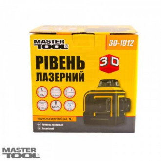 MasterTool Рівень лазерний H360 2*V360, 3 лазерні головки RED, 0.2мм/м, 10м, Li-ion, сумка, Арт.: 30-1912