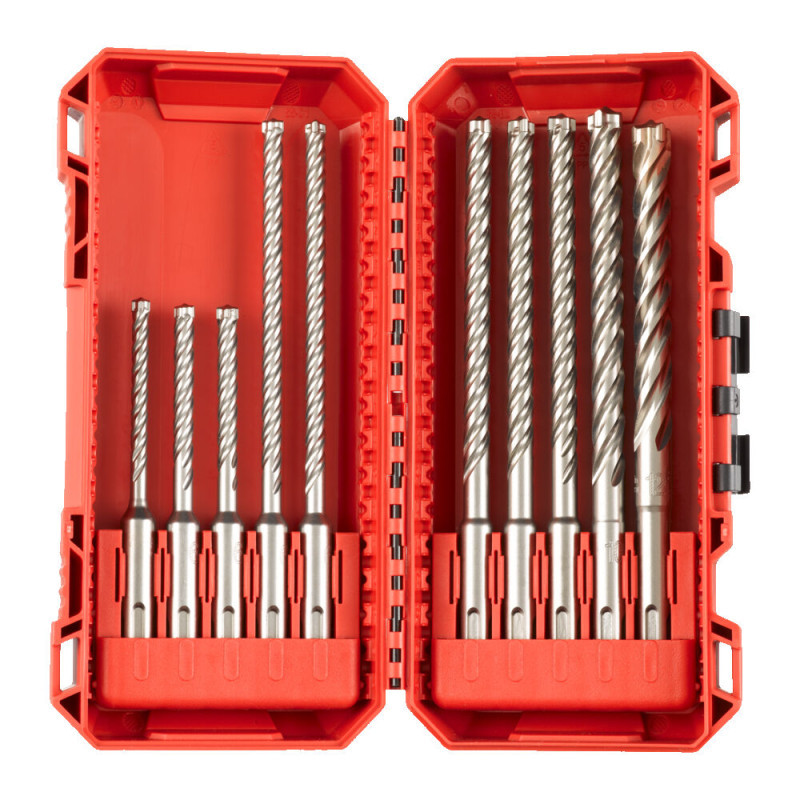 Набір із 10 бурів SDS+ MX4 Set 3 MILWAUKEE 4932492115, пластиковий кейс-4932492115