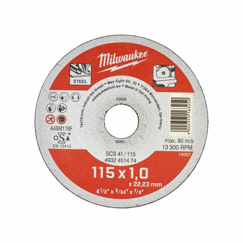 Диск відрізний MILWAUKEE, SCS 41/125х1,5, Ø125мм-4932451479