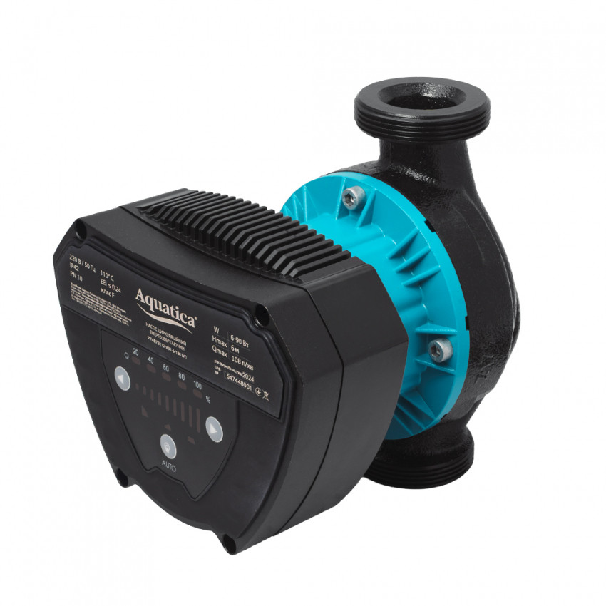 Насос циркуляційний енергозберігаючий 6-90Вт Hmax 6м Qmax 108л/хв Ø2" 180мм + гайки Ø1¼" AQUATICA GPA32-6/180 IV (774073)-774073