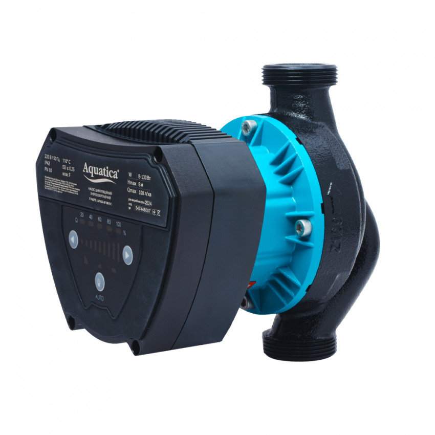 Насос циркуляційний енергозберігаючий 8-130Вт Hmax 8м Qmax 108л/хв Ø1½" 180мм + гайки Ø1" AQUATICA GPA25-8/180 IV (774075)-774075