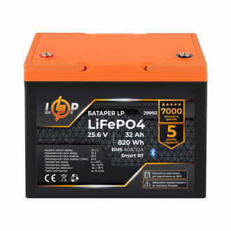 Акумулятор LP LiFePO4 25,6V - 32 Ah (820Wh) (BMS 40A/32А) пластик Smart BT-[articul]