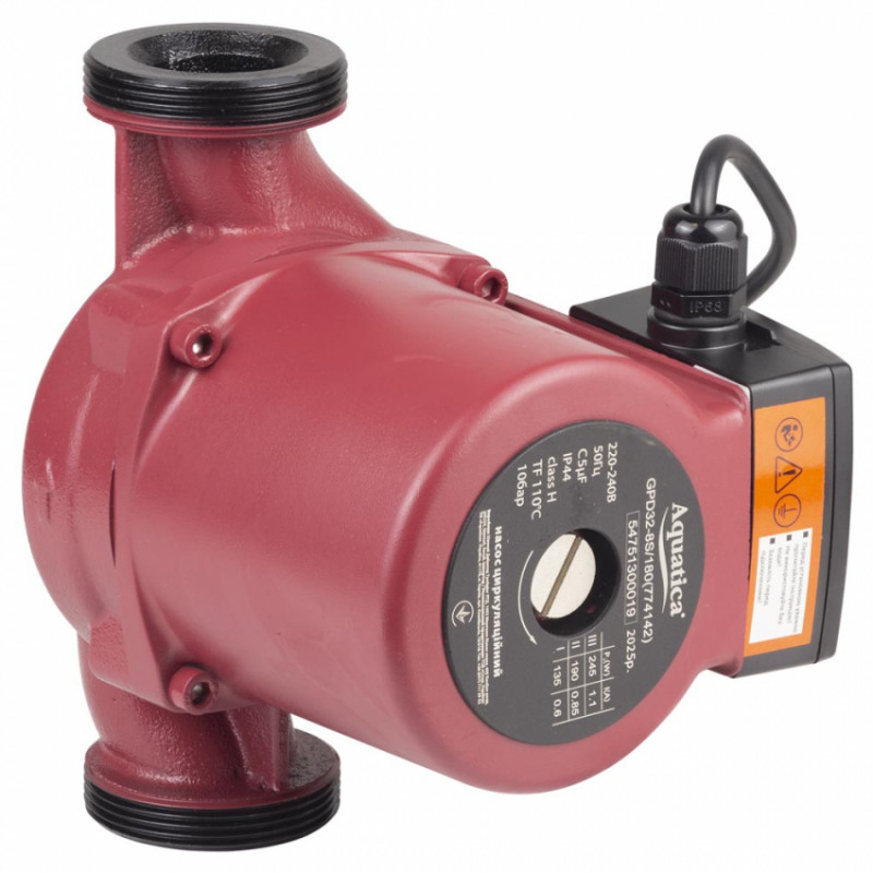 Насос циркуляційний 245 Вт Hmax 8 м Qmax 200 л / хв Ø2 "180 мм гайки Ø1¼" AQUATICA (774142)-774142