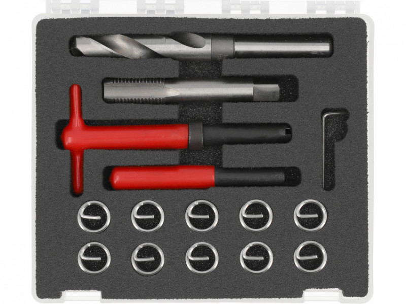 Інструменти і вставки для ремонту різьби YATO М16 х 2.0 мм, компл. 15 шт. [10]-YT-17688